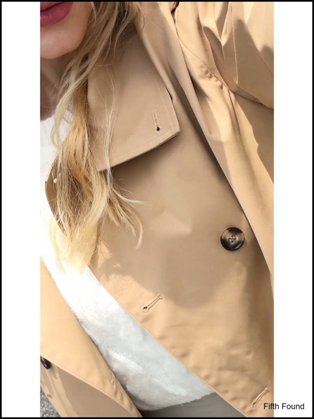 Cropped Trench Coat Oversized Double Breasted Funnel Neck Stand Collar Button - Picture 6 of 6